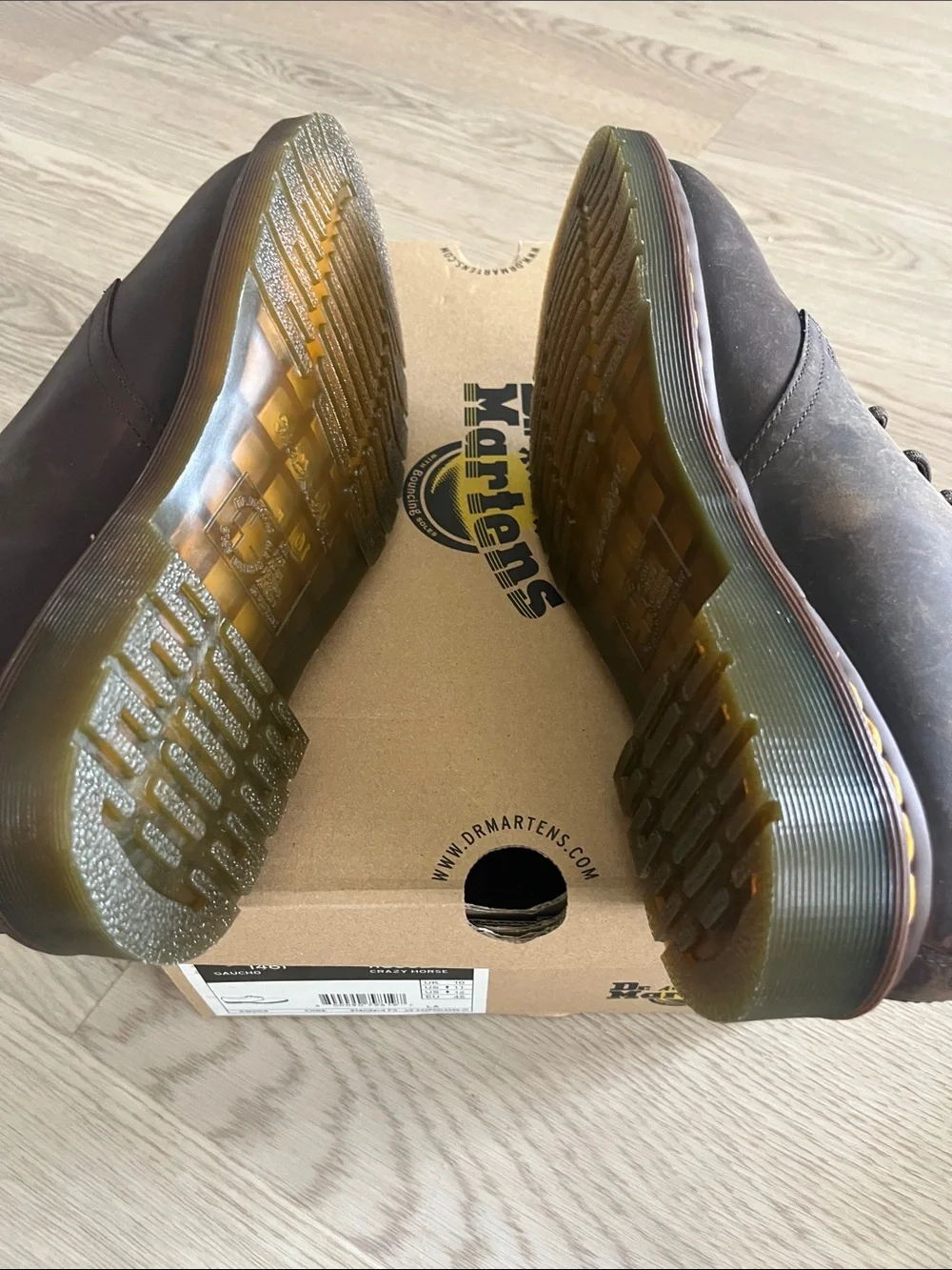 Dr. Martens Men’s Dark Brown 3-Eye Oxford with Yellow Stitching